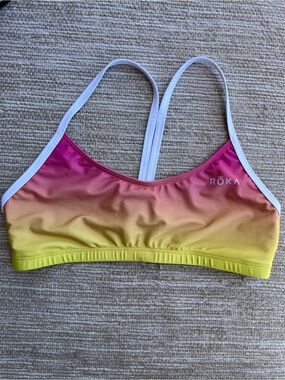 ROKA Sunset Ombre Pink Orange Yellow LCB swimsuit top size Small